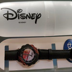 NEVER WORN Disney Pixar Cars Lightning McQueen Watch with Genuine Blk Leather Ba